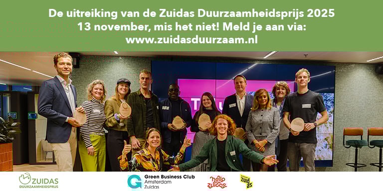 Zuidas Duurzaamheidsprijs scherm uitreiking 2025